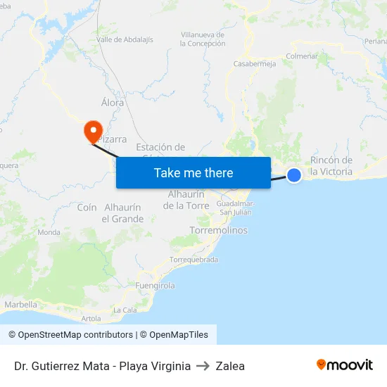 Gutiérrez Mata - Playa Virginia to Zalea map