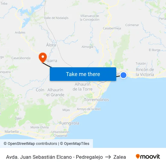 Avda. Juan Sebastián Elcano - Pedregalejo to Zalea map