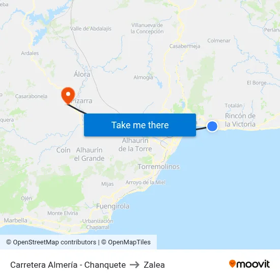Carretera Almería - Chanquete to Zalea map