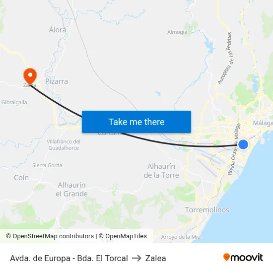 Avda. de Europa - Bda. El Torcal to Zalea map