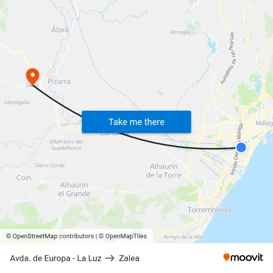 Avda. de Europa - La Luz to Zalea map