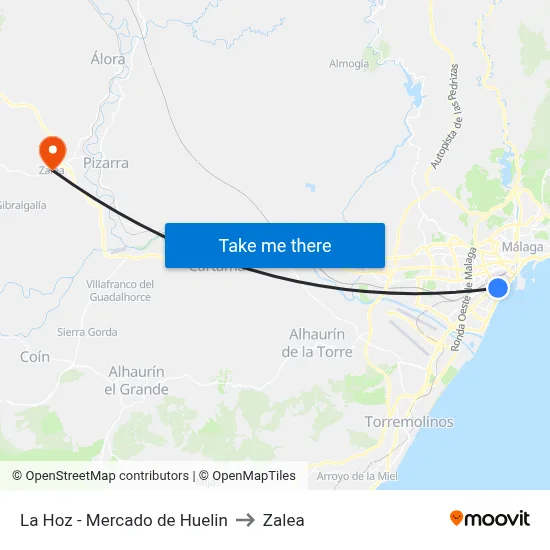 La Hoz - Mercado  de Huelin to Zalea map