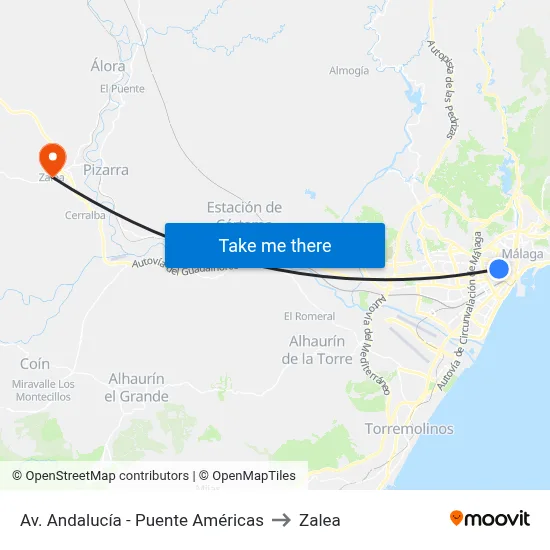 Av. Andalucía - Puente Américas to Zalea map
