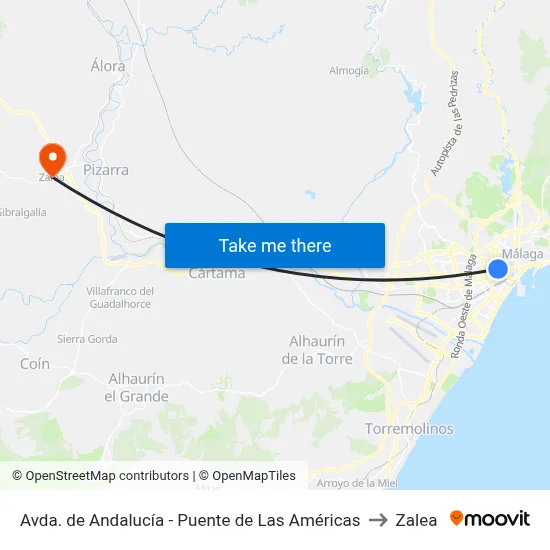 Avda. de Andalucía - Puente de Las Américas to Zalea map