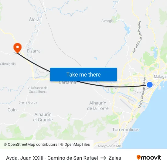Avda. Juan XXIII - Camino de San Rafael to Zalea map