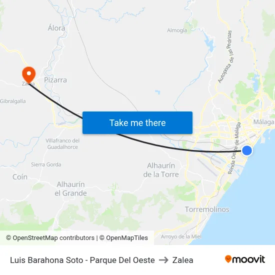 Luis Barahona Soto - Parque Del Oeste to Zalea map