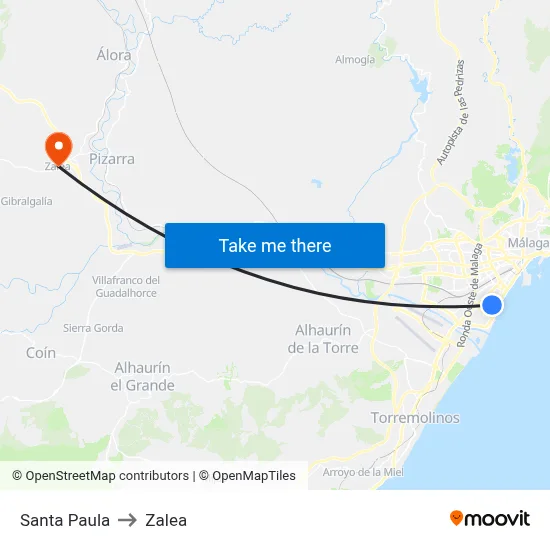 Santa Paula to Zalea map