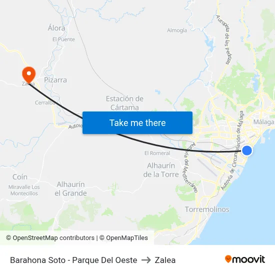 Barahona Soto - Parque Del Oeste to Zalea map