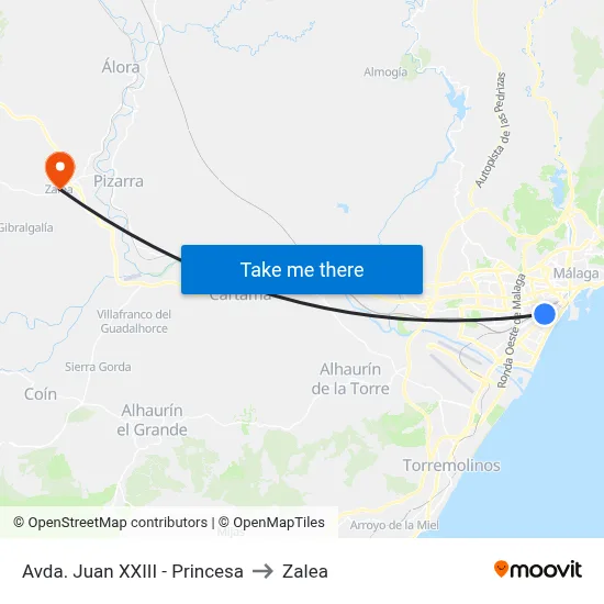 Avda. Juan XXIII - Princesa to Zalea map