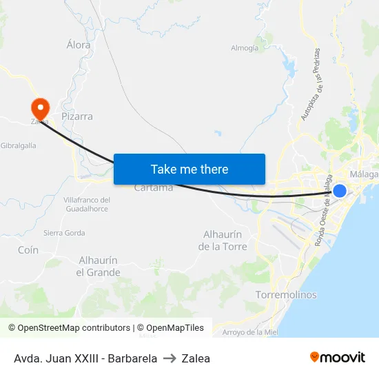 Avda. Juan XXIII - Barbarela to Zalea map