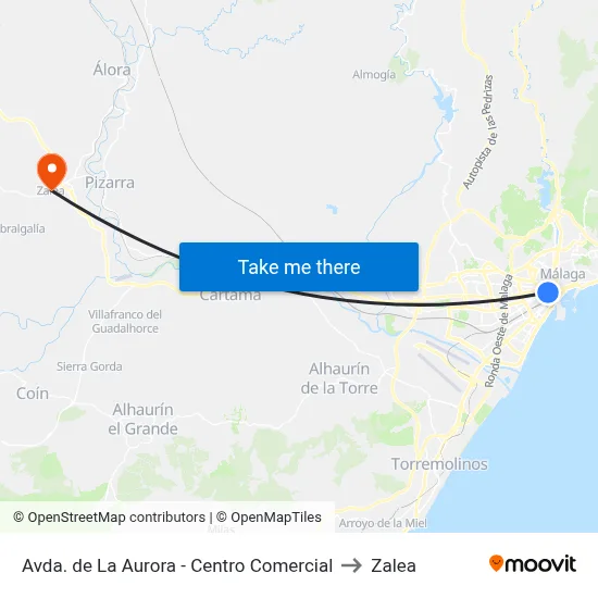 Avda. de La Aurora - Centro Comercial to Zalea map
