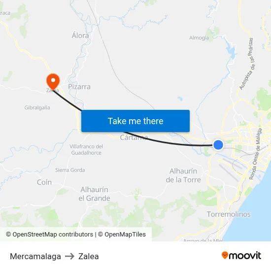 Mercamalaga to Zalea map