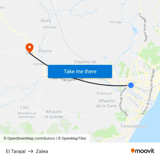 El Tarajal to Zalea map