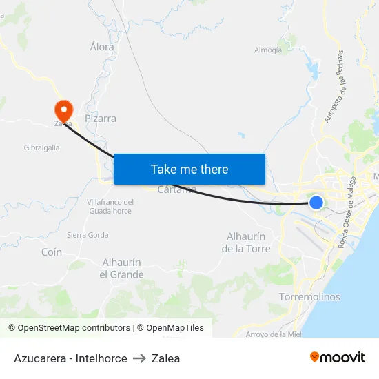 Azucarera - Intelhorce to Zalea map