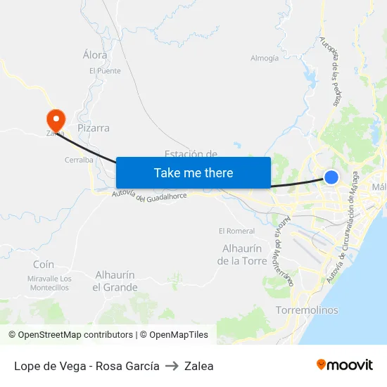 Lope de Vega - Rosa García to Zalea map