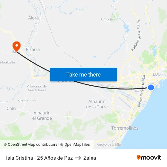 Isla Cristina - 25 Años de Paz to Zalea map