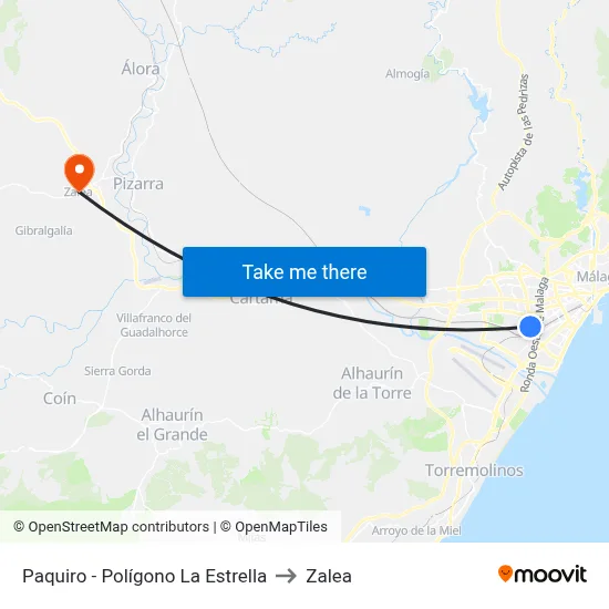 Paquiro - Polígono La Estrella to Zalea map