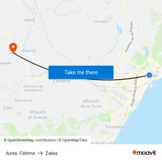 Avda. Fátima to Zalea map
