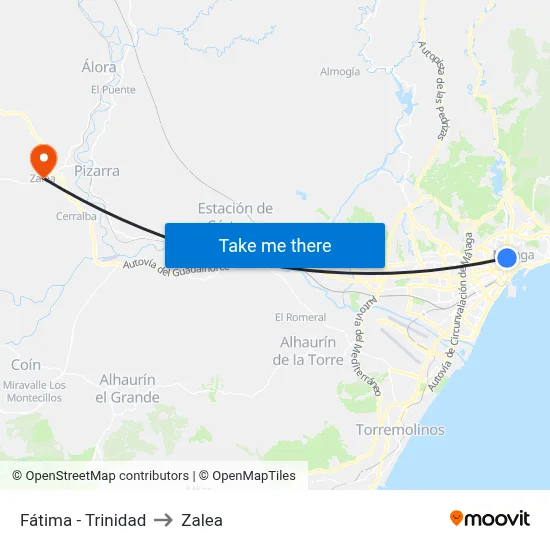 Fátima - Trinidad to Zalea map