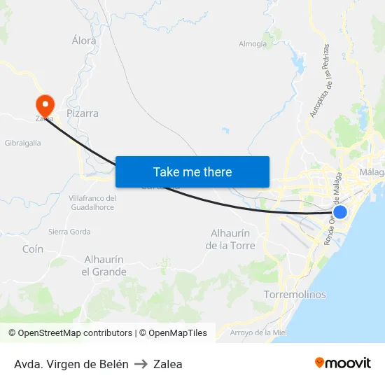 Avda. Virgen de Belén to Zalea map