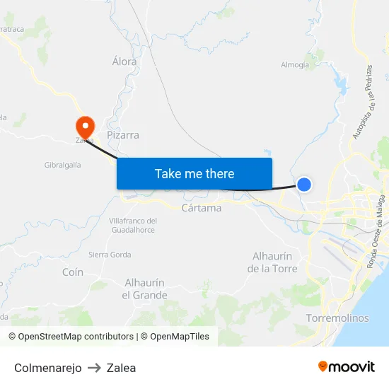 Colmenarejo to Zalea map