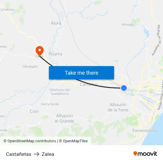 Castañetas to Zalea map