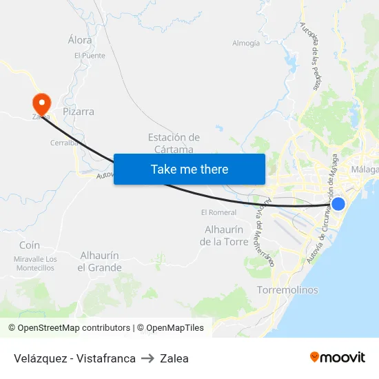 Velázquez - Vistafranca to Zalea map