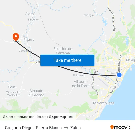 Gregorio Diego - Puerta Blanca to Zalea map