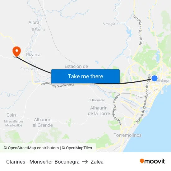Clarines - Monseñor Bocanegra to Zalea map