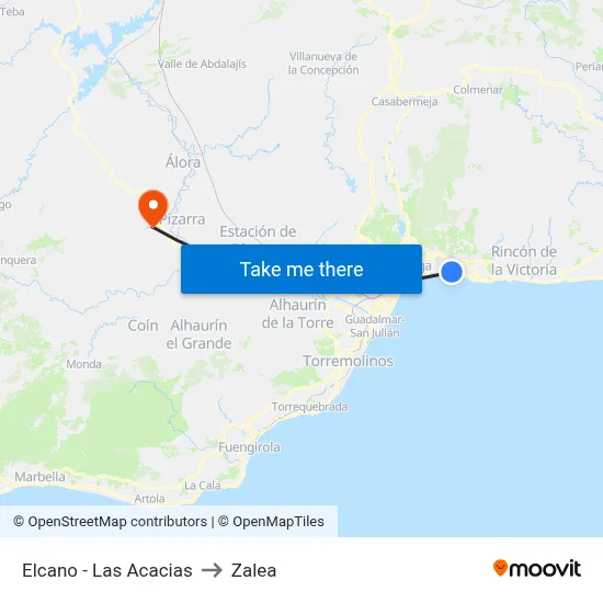 Elcano - Las Acacias to Zalea map