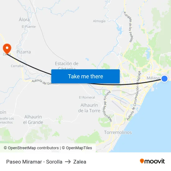 Paseo Miramar - Sorolla to Zalea map