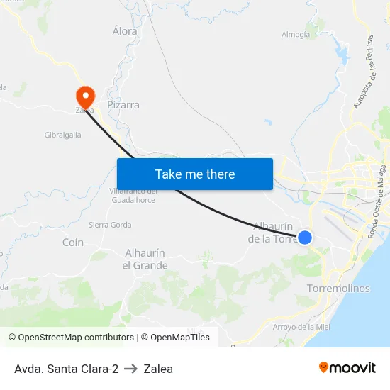 Avda. Santa Clara-2 to Zalea map