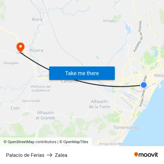 Palacio de Ferias to Zalea map