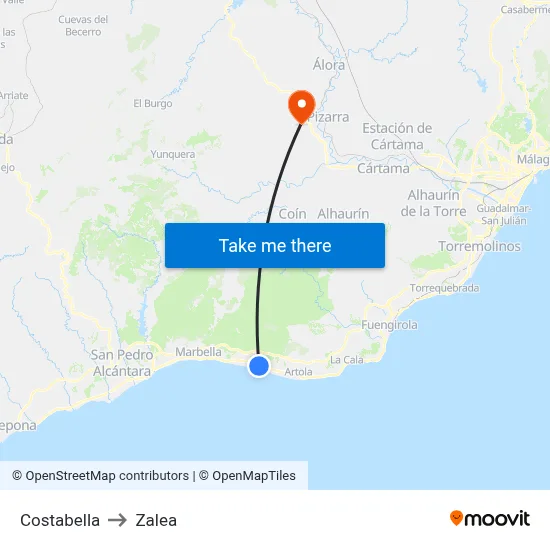 Costabella to Zalea map