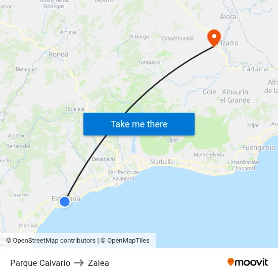 Parque Calvario to Zalea map