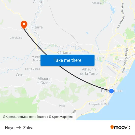 Hoyo to Zalea map