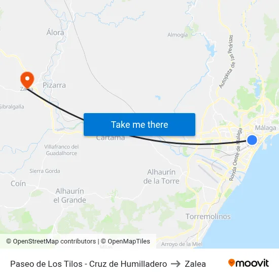 Paseo de Los Tilos - Cruz de Humilladero to Zalea map