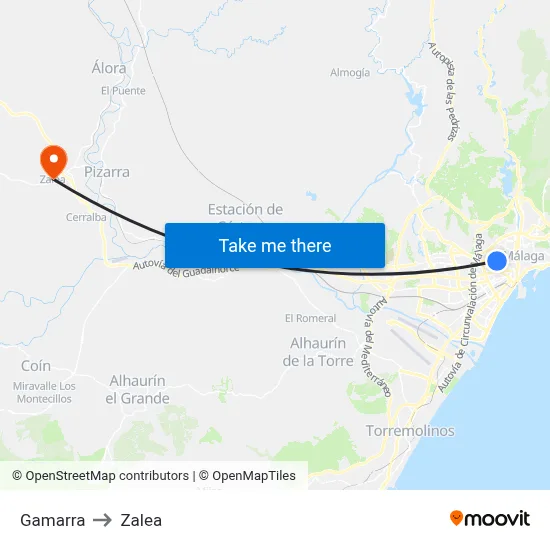 Gamarra to Zalea map