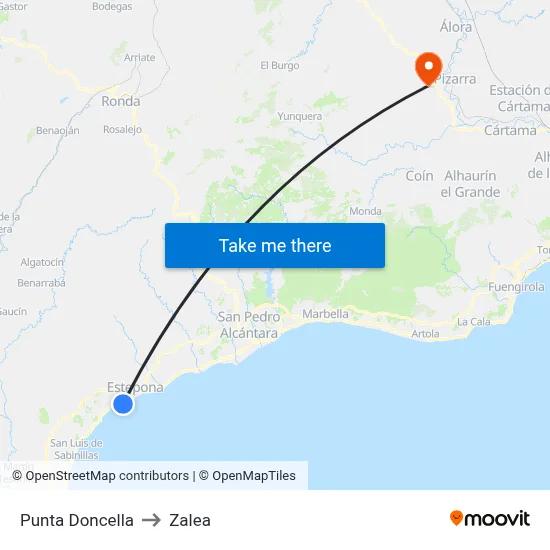 Punta Doncella to Zalea map