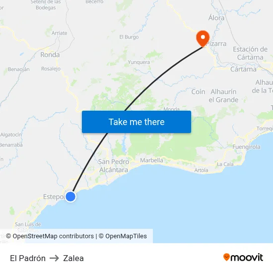 El Padrón to Zalea map