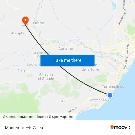 Montemar to Zalea map