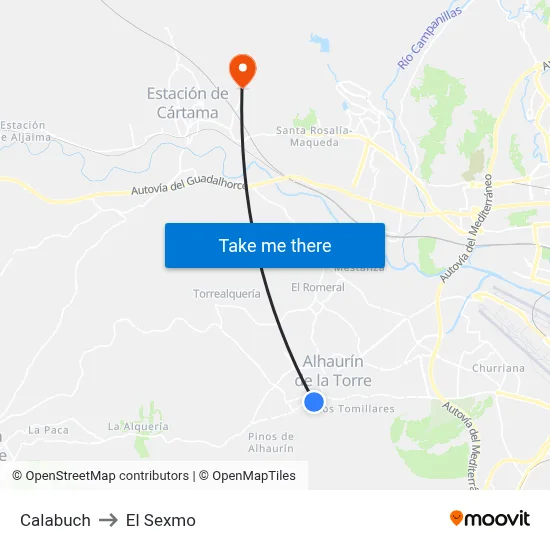 Calabuch to El Sexmo map