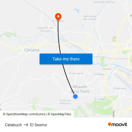 Calabuch to El Sexmo map