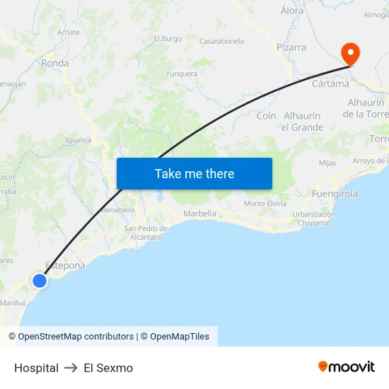 Hospital to El Sexmo map