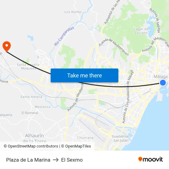 Plaza de La Marina to El Sexmo map