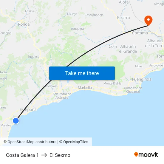 Costa Galera 1 to El Sexmo map