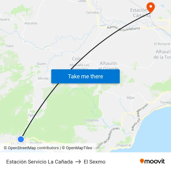 Estación Servicio La Cañada to El Sexmo map