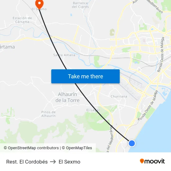 Rest. El Cordobés to El Sexmo map