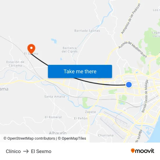 Clínico to El Sexmo map
