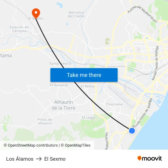 Los Álamos to El Sexmo map